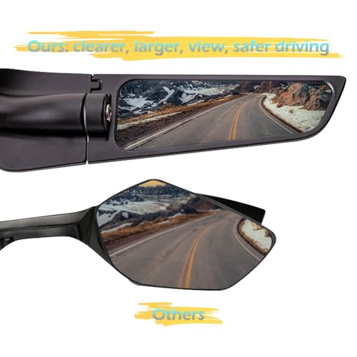 Buyscoolee Aerodynamic Motorcycle Mirrors, 1 Pair Modified Racing Motorcycle Rearview Mirror,Wide Viewing Angle Wing Mirrors,360° Rotation for Sport Bikes - Honda Kawasaki Suzuki Yamaha (Small) - Image 4