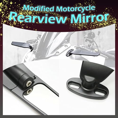 Buyscoolee Aerodynamic Motorcycle Mirrors, 1 Pair Modified Racing Motorcycle Rearview Mirror,Wide Viewing Angle Wing Mirrors,360° Rotation for Sport Bikes - Honda Kawasaki Suzuki Yamaha (Small) - Image 5