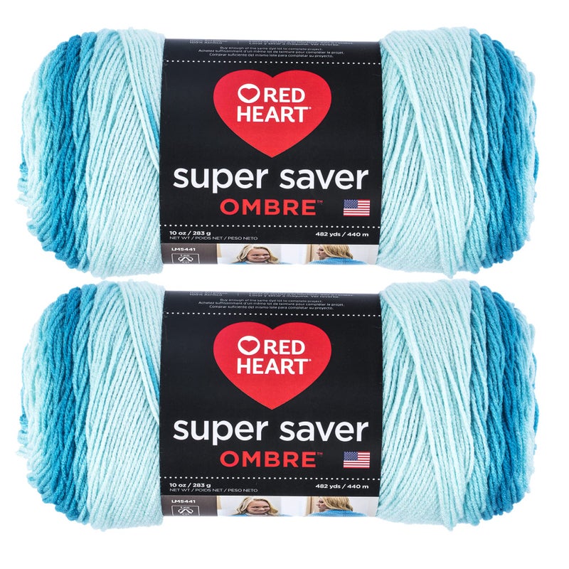 Red Heart Super Saver Jumbo Scuba Ombre Yarn  2 Pack of 283g10oz  Acrylic  4 Medium Worsted  482 Yards  KnittingCrochet