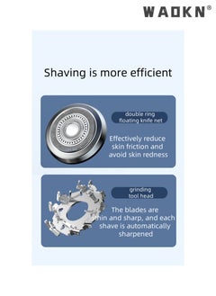 WAOKN Mini Electric Razor,Easy One-Button Use Portable Household Men's Shaver Portable Travel Washable Digital Display Shaver,Tool Head Washing, Dry and Wet Double Shaving Type-C Charging Port Black  - Image 3