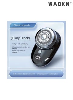 WAOKN Mini Electric Razor,Easy One-Button Use Portable Household Men's Shaver Portable Travel Washable Digital Display Shaver,Tool Head Washing, Dry and Wet Double Shaving Type-C Charging Port Black  - Image 2