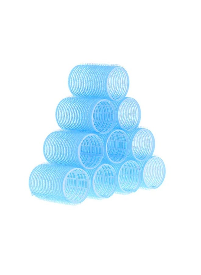 الصين بكرات شعر بلاستيكية ذات قبضة ذاتية باللون الأزرق 10 قطع - Image 1