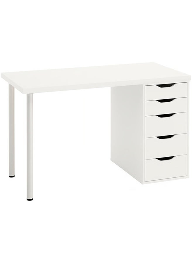 إن كي أكس طاولة مكتب متعددة الوظائف باللون الأبيض مع أدراج متعددة من لوح الألياف 120*60 سم - Image 2