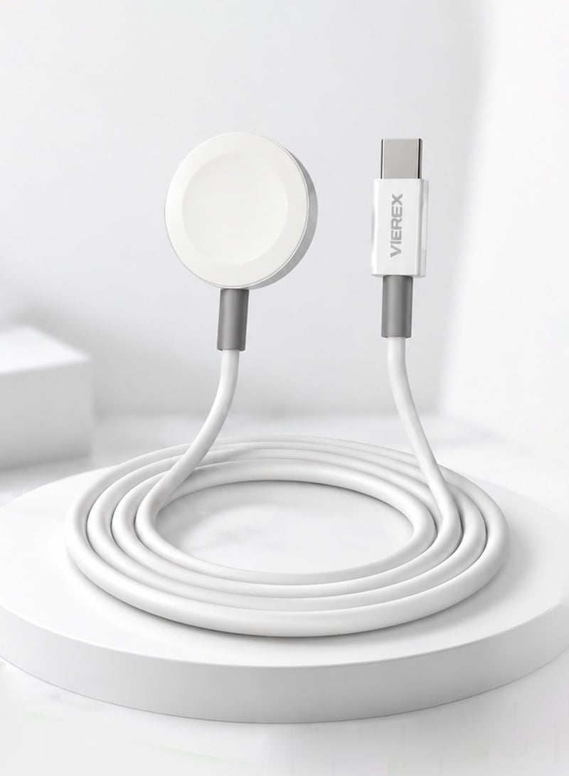Vierex Metal Magnetic Wireless Charger Cable for Apple Watch Series | High-Speed Type-C Inductive Charging Dock Cord, Premium Portable Smart Watch Charger Pad - Image 1