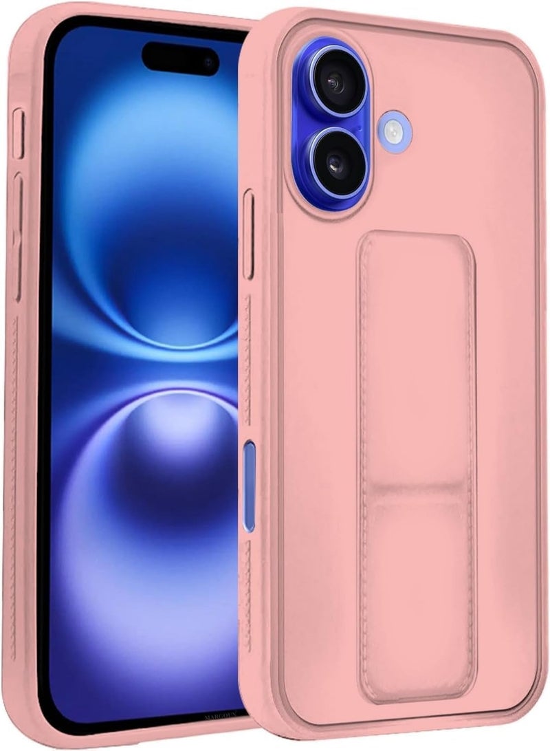 ELTRAZONE iPhone 16 Plus Pink Magnetic Kickstand Case with Premium Silicone Hand Strap and Multi-Stand Cover - Image 3