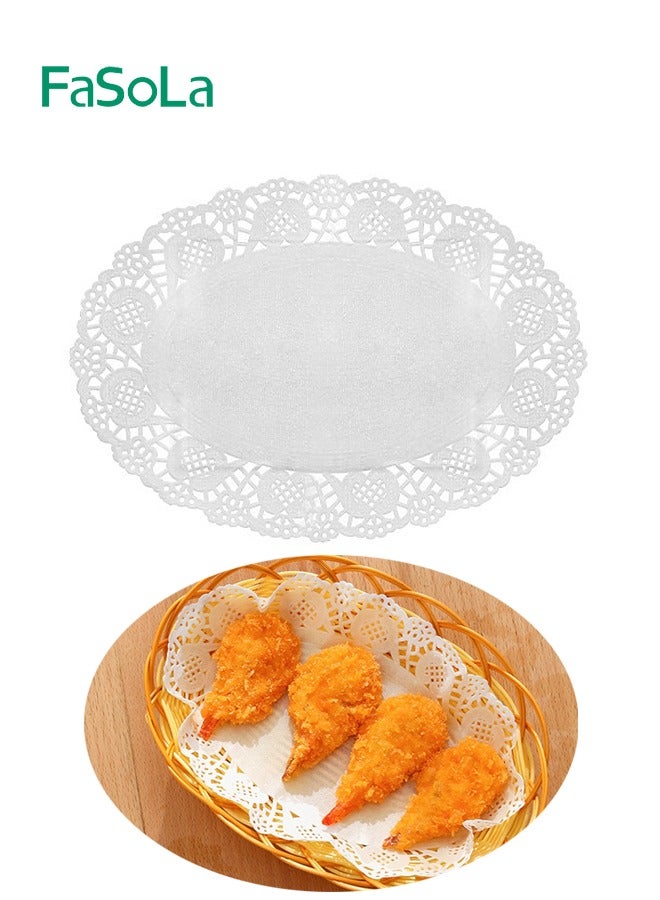 Fasola 50 Pieces of Lace Liner Paper Cake Oil-absorbing Paper Kitchen Frying Ellipses Pizza Home Baking Paper - Image 2