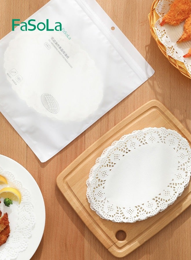 Fasola 50 Pieces of Lace Liner Paper Cake Oil-absorbing Paper Kitchen Frying Ellipses Pizza Home Baking Paper - Image 1