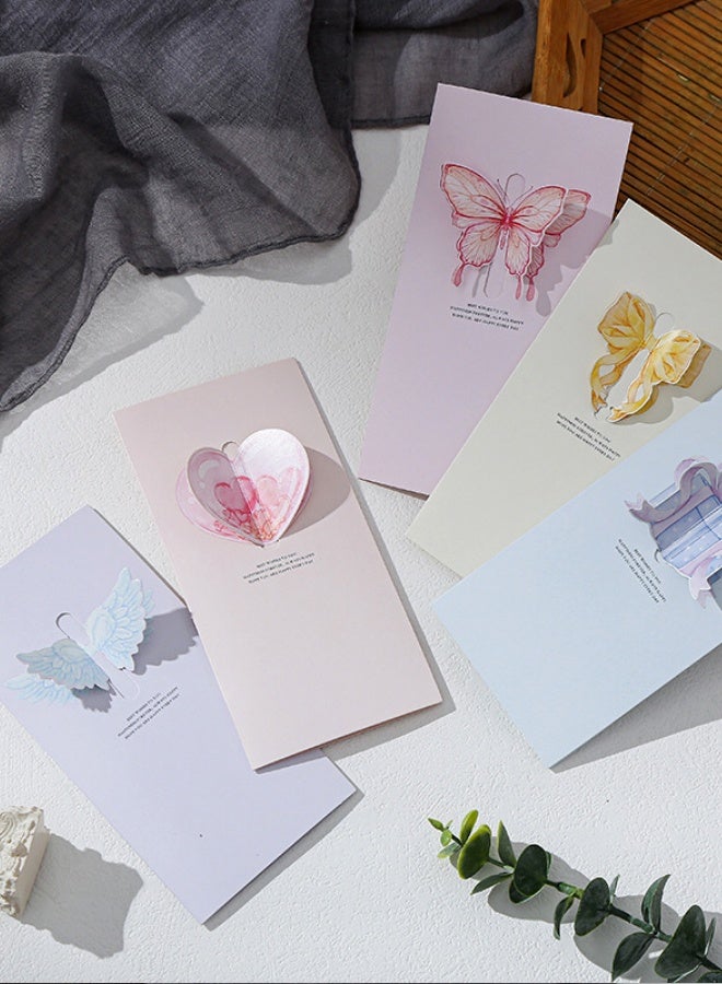 BF HOME 6Styles Ins Style 3D Greeting Cards, Tri-Fold Butterfly Bow Blank Card for Flower Shops, Gift Wrapping & Holiday Gifts - Image 2