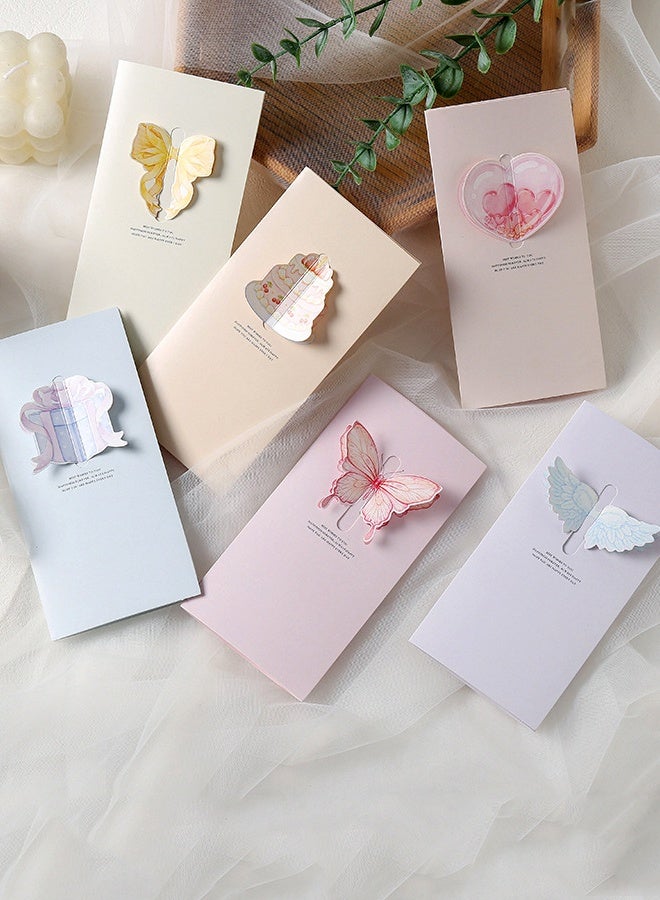 BF HOME 6Styles Ins Style 3D Greeting Cards, Tri-Fold Butterfly Bow Blank Card for Flower Shops, Gift Wrapping & Holiday Gifts - Image 3