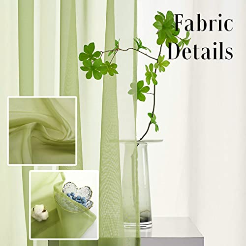 TOAVA DECO Sheer Curtains Green Sage 84 Inches Long Living Room Bedroom Kids Window Drapes 52x84 Light Filtering Rod Pocket 2 Panels - Image 3