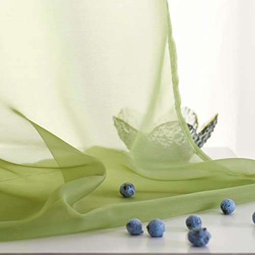 TOAVA DECO Sheer Curtains Green Sage 84 Inches Long Living Room Bedroom Kids Window Drapes 52x84 Light Filtering Rod Pocket 2 Panels - Image 5