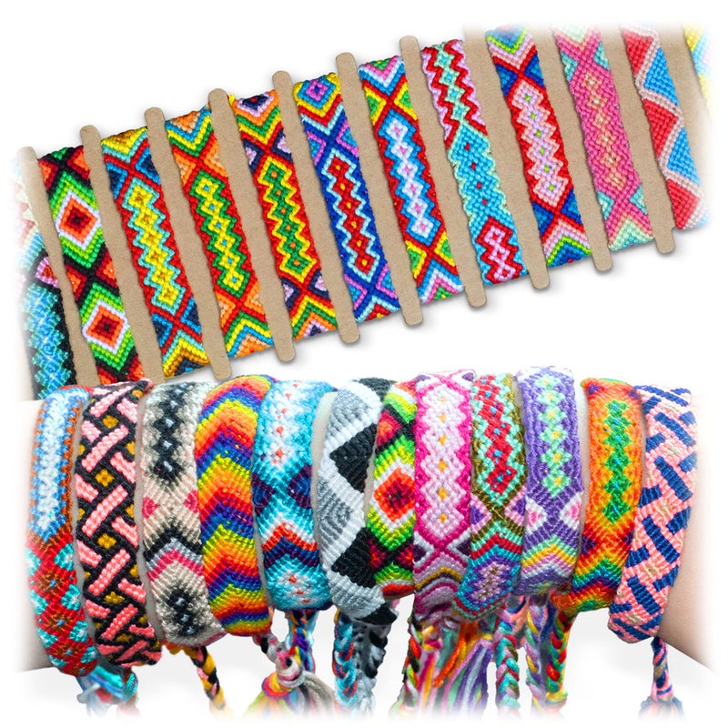 Novelty Place 10 Pcs Woven Bracelet Bulk for Women, Kids & Girls - Nepal Style Friendship Bracelets Handmade Braided Rope Wrist String Chain (Random Colors & Patterns) - Image 1