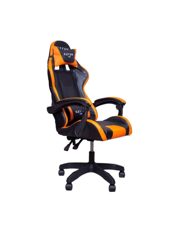 فريق كيان 5 فاب كرسي ألعاب بإضاءة ‎RGB LED‎ مع وسادة تدليك للظهر وسماعة بلوتوث – برتقالي/أسود - Image 2