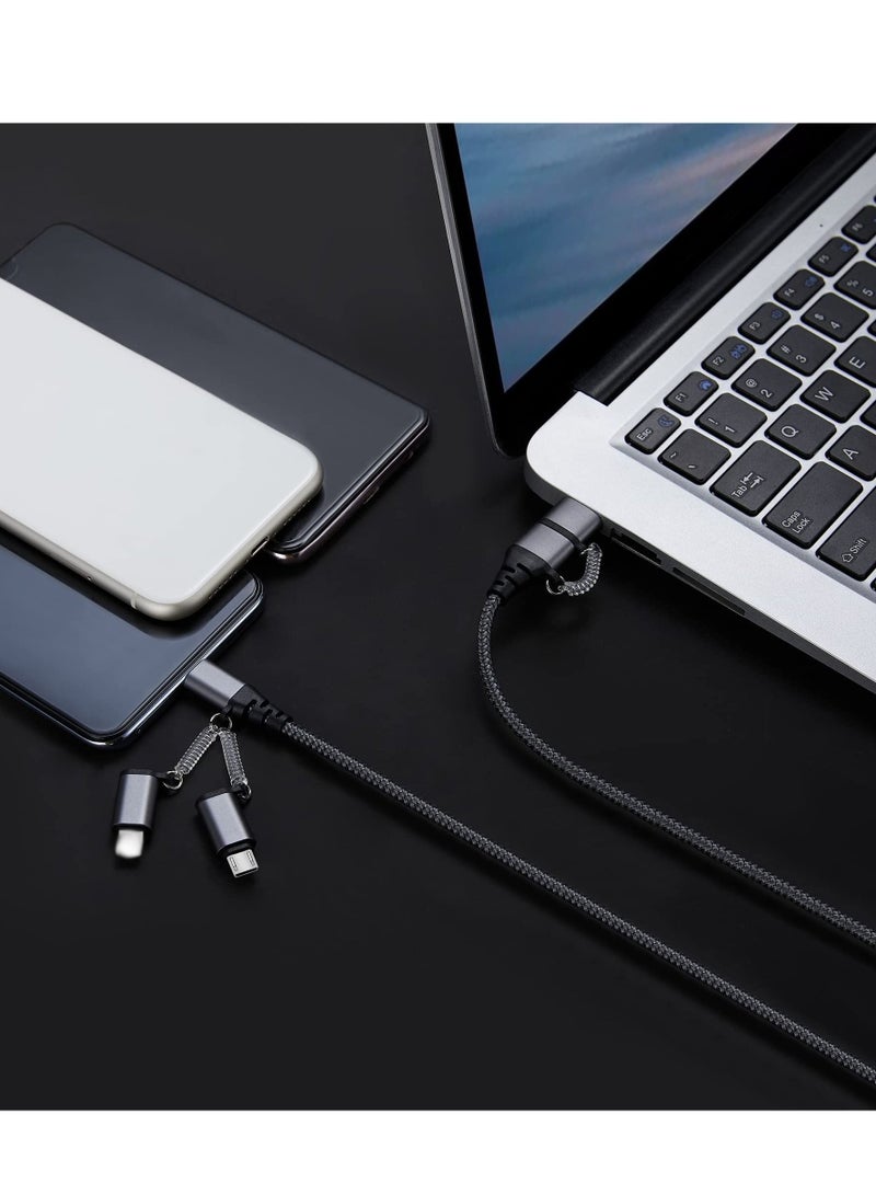 Captaintech Fast Charging Cable, USB C PD 60W 3A Data Sync Nylon Braided Cord USB A/C to Type C/Micro/for iPhone Adapter, QC Charging Cable for iPhone Laptop Tablet Phone Galaxy Huawei HTC LG - Image 5