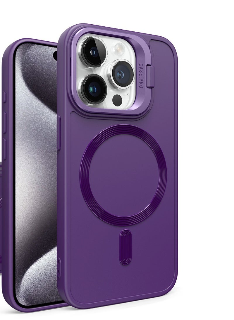 Magnetic Case for iPhone 16 Pro with Kickstand, Compatible with Magsafe, Built-in Camera Stash Stand,  Protection, Skin Feeling Phone Case for iPhone 16 Pro Purple - Image 1