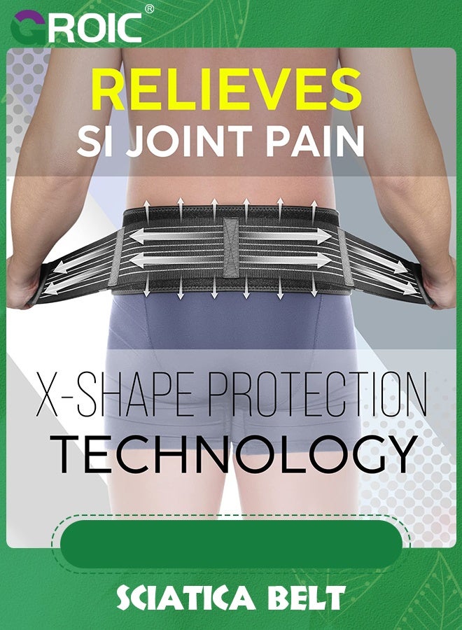 GROIC Sacroiliac SI Joint Hip Belt,Sciatica Belt- Lower Back Support Brace for Men and Women,Breathable Non-Slip Pelvic Support Belt-Trochanter Belt-Sciatica Pelvis Lumbar Hip Pain Relief - Image 3