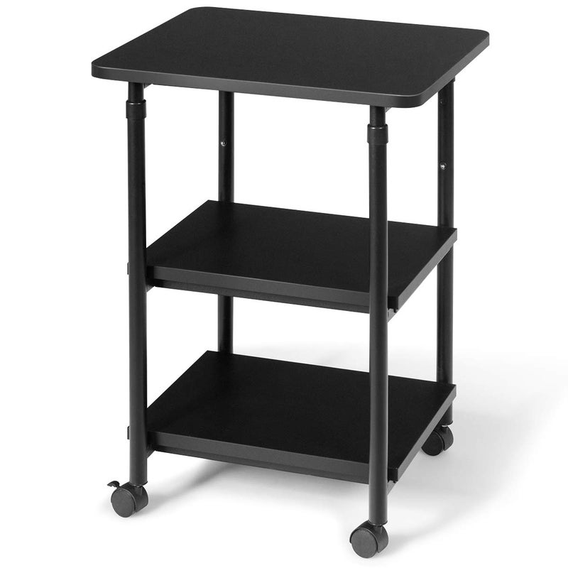 Tangkula 3Tier Adjustable Printer Stand Rolling Printer Cart with 2 Storage Shelves Mobile Machine Stand Storage Rack for Home Office
