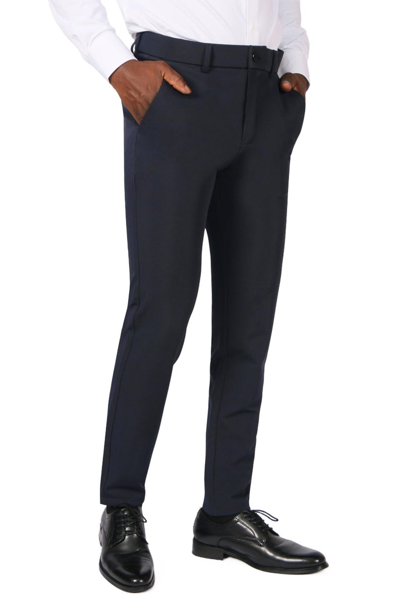 Plaid&Plain Men's Stretch Dress Pants Slim Fit Skinny Suit Pants 7101 Blue 29W30L - Image 5