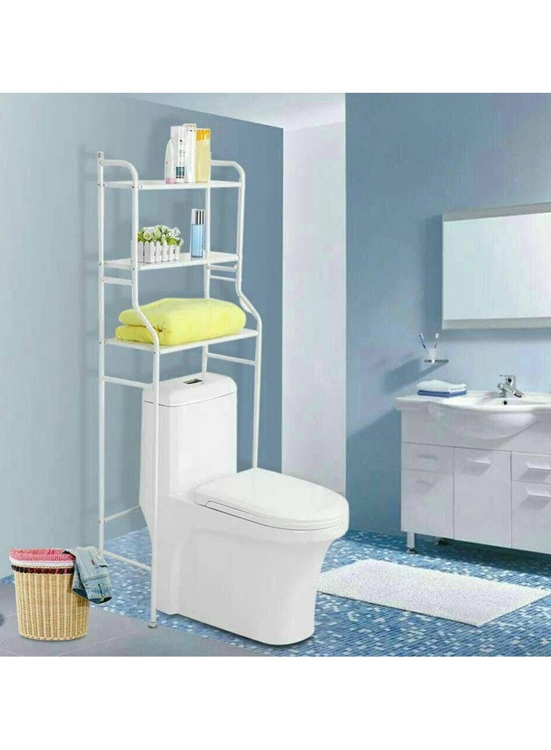 Generic Toilet storage rack,3-tier bathroom storage shelf, over the bathroom shelf organizer stand, high capacity, bathroom space saving shelf, White  - Image 2