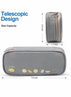 KASTWAVE Pencil Case, Pencil Pouch Durable, Pencil Bag for Boys Girls Kids, Big Capacity Pen Marker Holder Pouch Box, Cute Pen Holder Pencil Box Organizer, for School Office (Gray)  - Image 3
