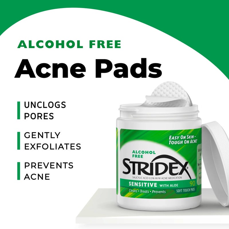Stridex Stridex Daily Care Acne Pads with Aloe, Sensitive Skin, 90 ct - Image 2