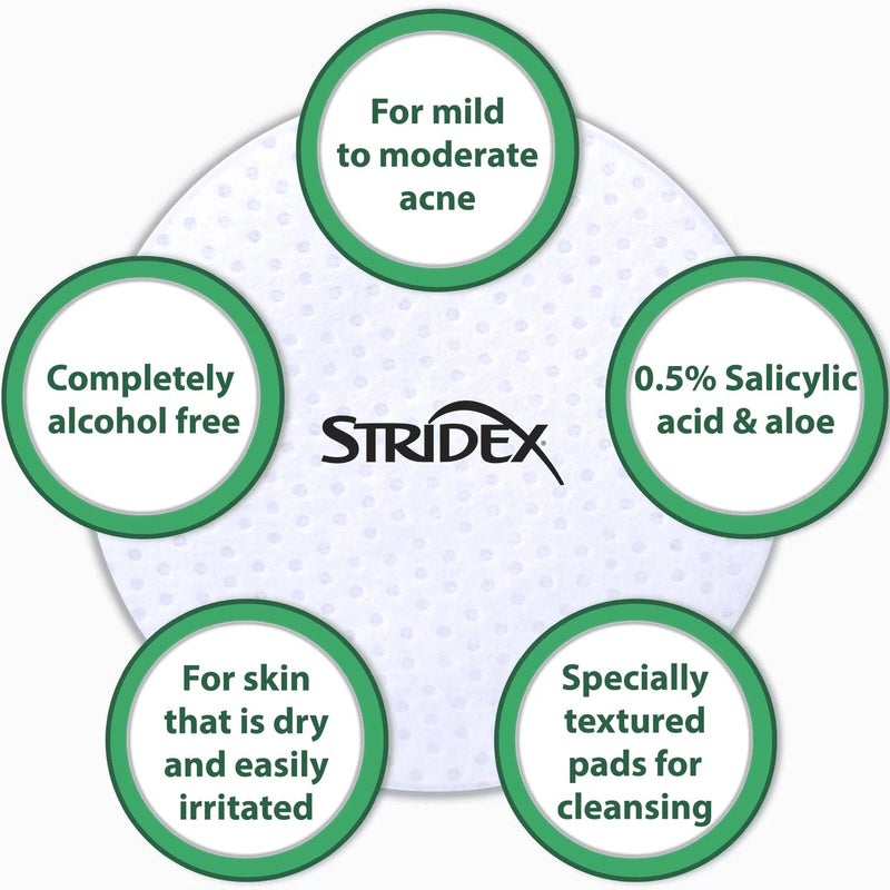 Stridex Stridex Daily Care Acne Pads with Aloe, Sensitive Skin, 90 ct - Image 5
