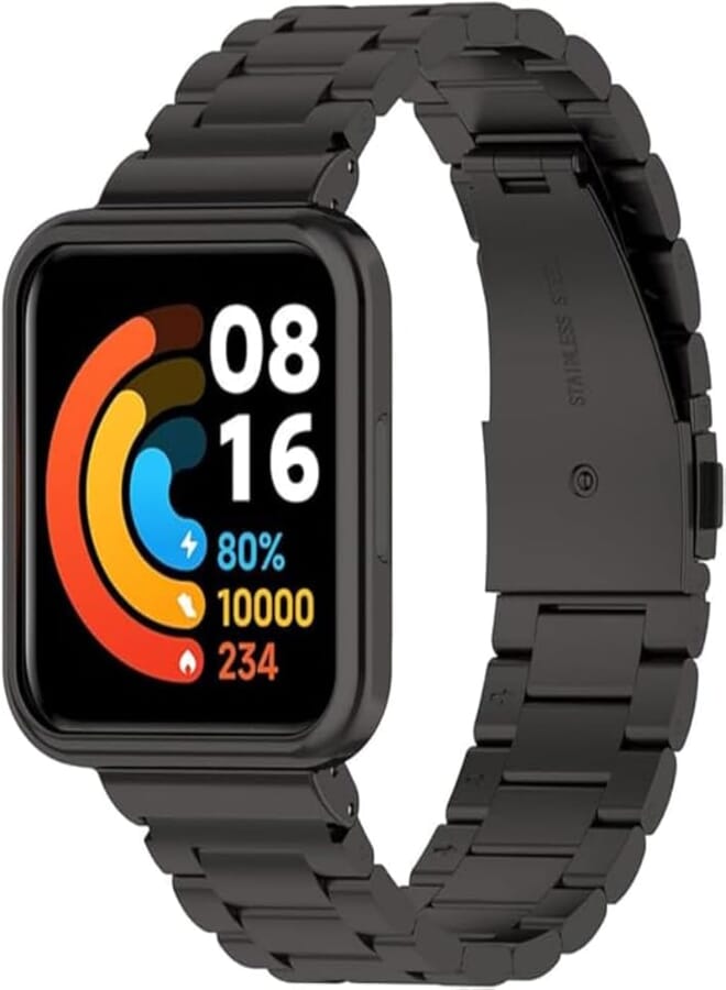 G-Power Stainless Steel Replacement Wrist Band Strap With Elegant Simple Design And High Elasticity Specially For Xiaomi Mi Watch 2 Lite - Black