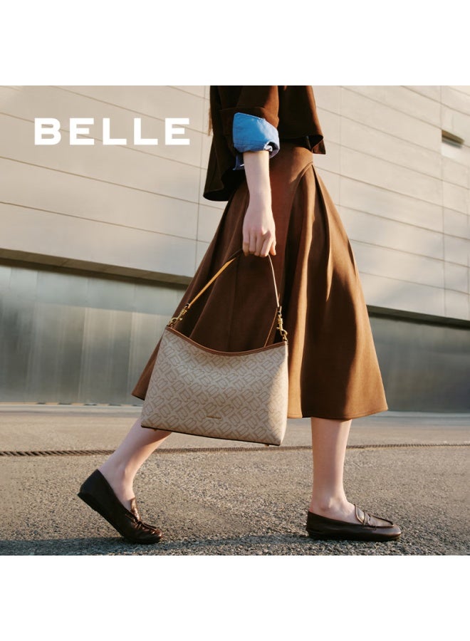 Belle Women's Handbag, 25 New Vintage Seagull Logo, Half-moon Hobo Crossbody Tote Bag X7199ax5, Apricot Color - Image 2