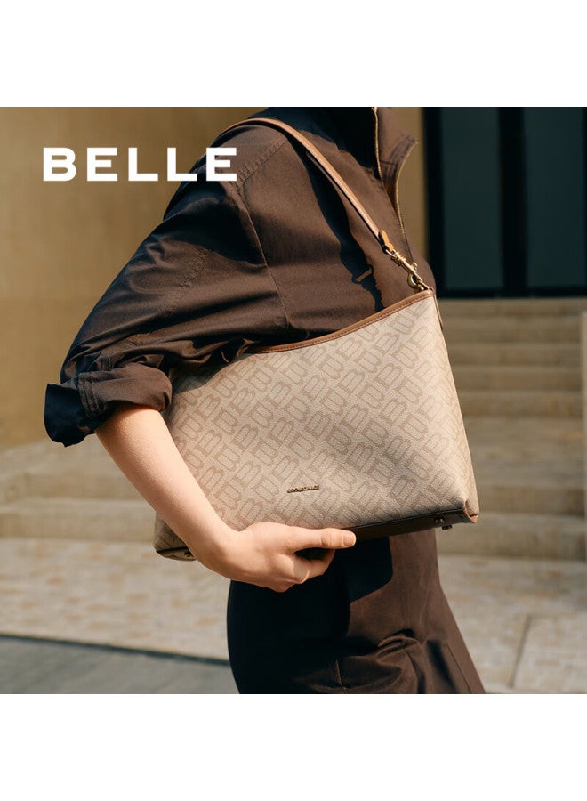 Belle Women's Handbag, 25 New Vintage Seagull Logo, Half-moon Hobo Crossbody Tote Bag X7199ax5, Apricot Color - Image 4