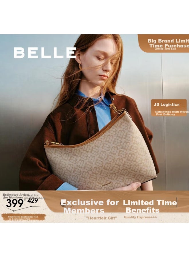 Belle Women's Handbag, 25 New Vintage Seagull Logo, Half-moon Hobo Crossbody Tote Bag X7199ax5, Apricot Color - Image 1