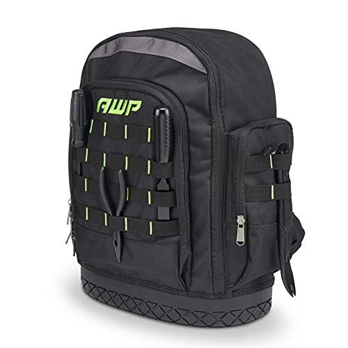 AWP Extreme Tool Backpack, Rugged Polyester Jobsite Backpack with Waterproof Molded Base, Padded Shoulders and Waist Straps, 23 Tool Storage Pouch Pockets, 1L-22419-2 - Image 5