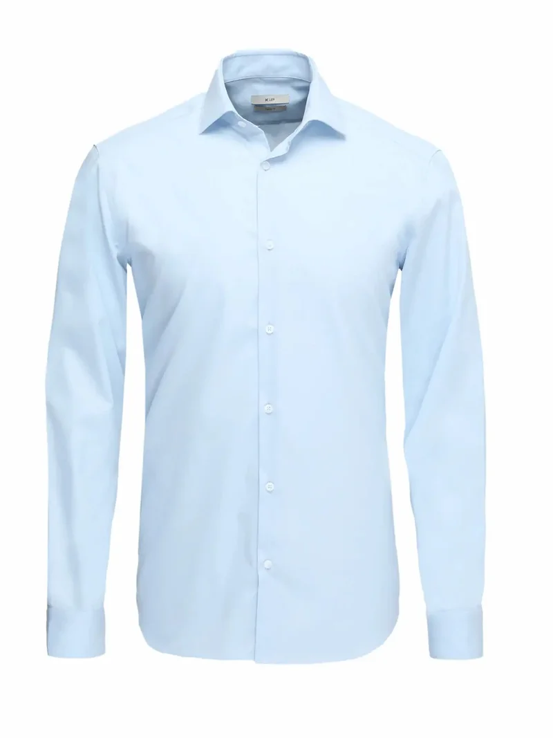 Kip Blue Plain Regular Fit Weaving Classical Cotton Blended Shirt