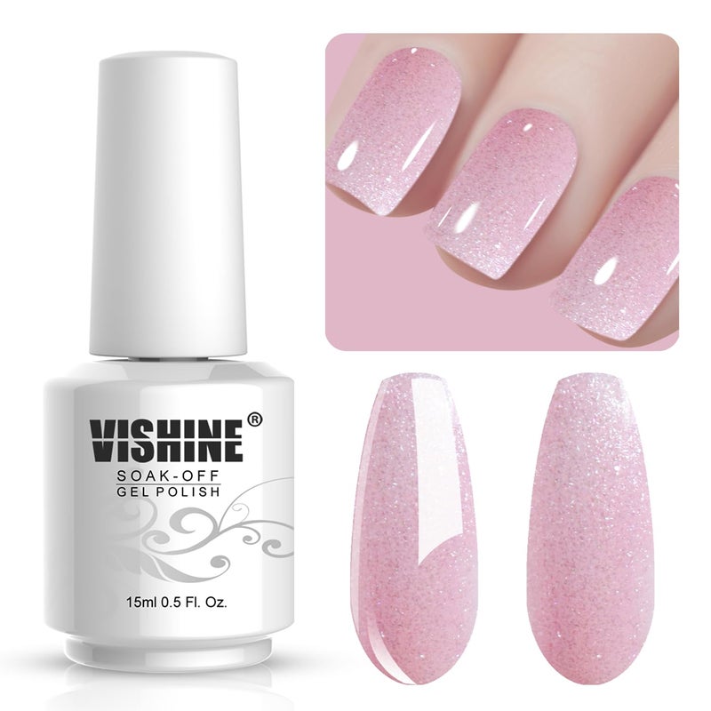 Vishine Gelpolish Professional Manicure Salon UV LED Soak Off Gel Nail Polish Varnish Color Glitter Pink(1326) - Image 2