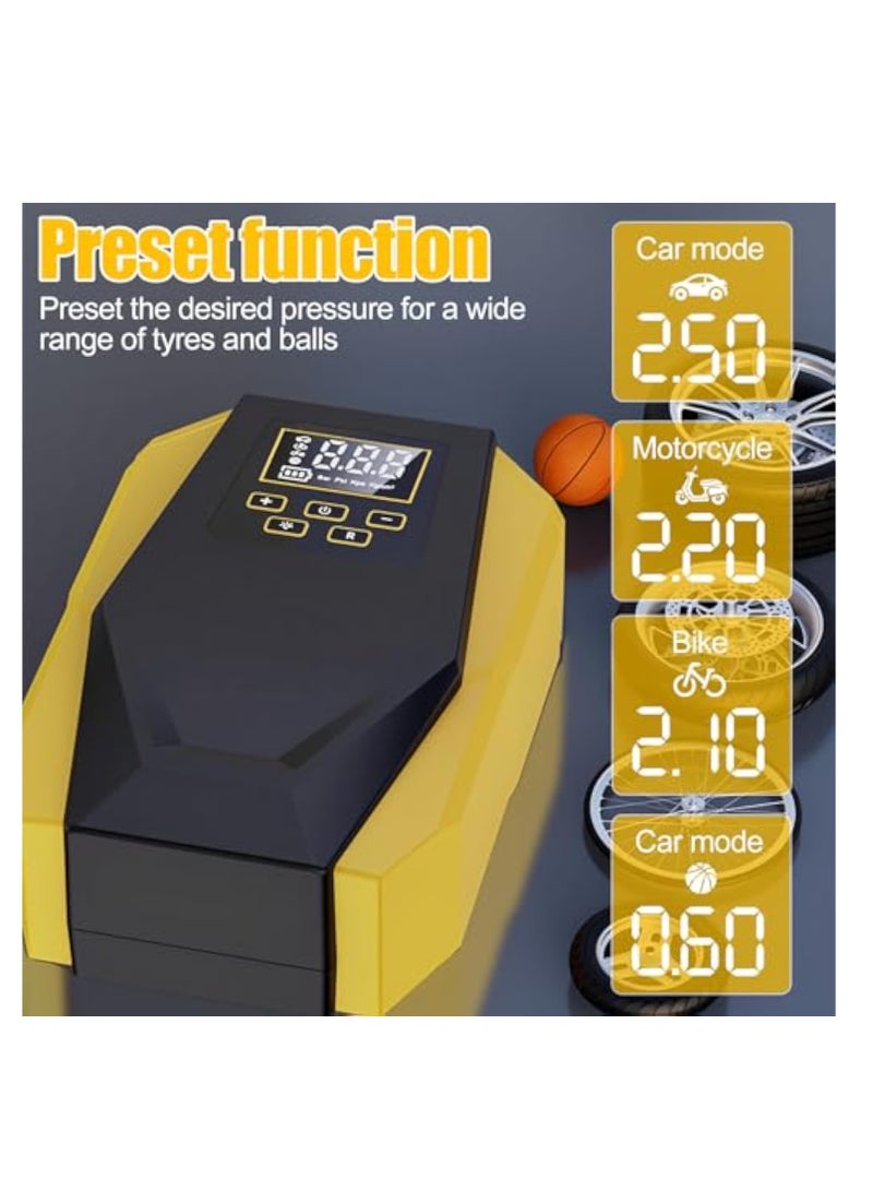 Tire Inflator Air Compressor, with Digital Display, Portable Air Pump, Multipurpose Bike Inflation Air Pump, Accurate Pressure LCD Display, Fast Air Compressor with Light, Electric Car Tire Inflator - Image 2