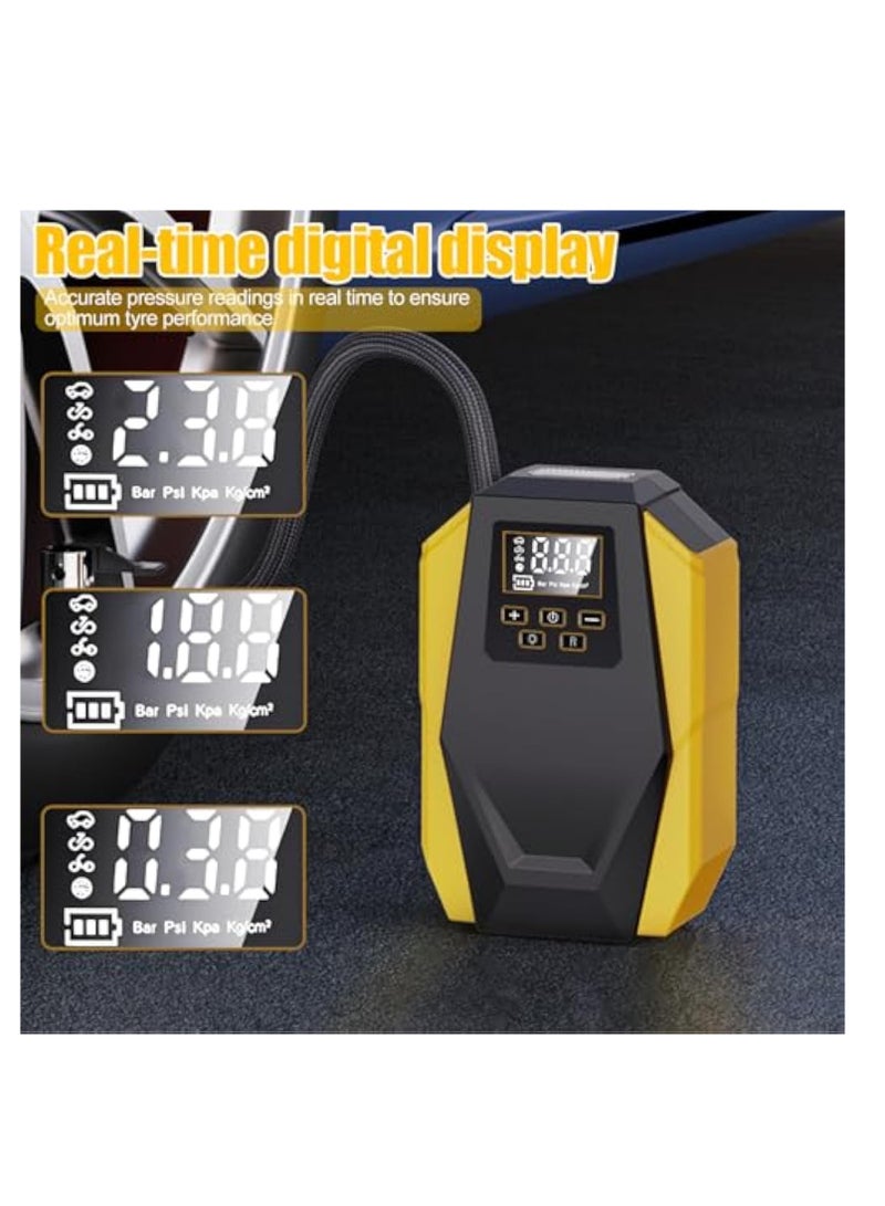 Tire Inflator Air Compressor, with Digital Display, Portable Air Pump, Multipurpose Bike Inflation Air Pump, Accurate Pressure LCD Display, Fast Air Compressor with Light, Electric Car Tire Inflator - Image 3