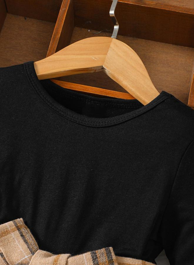 Take Two Girl's Contrast Print Bow Detail Top With Pants Set - Image 3