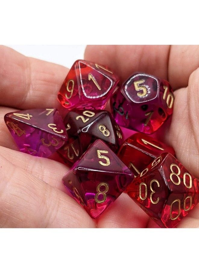 Chessex - Gemini Polyhedral Dice Set ; Set Of 7 Dice In A Variety Of Sizes Designed For Roleplaying Games ; Premium Quality Dice For Tabletop Rpgs ; Translucent Red Violet And Gold Color ; Made By Chessex - Image 1