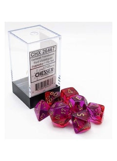 Gemini Polyhedral Dice Set ; Set Of 7 Dice In A Variety Of Sizes Designed For Roleplaying Games ; Premium Quality Dice For Tabletop Rpgs ; Translucent Red Violet And Gold Color ; Made By Chessex