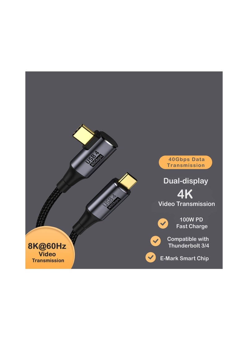 SYOSI - USB C Cable, 2-Pack Thunderbolt 4 Cable (1.6 FT) USB C to C Cable Support Thunderbolt 4 / 3, USB 4, 100W Charging, 8K Display, 40Gbps Data Transfer for External SSD, EGPU, Docking - Image 1