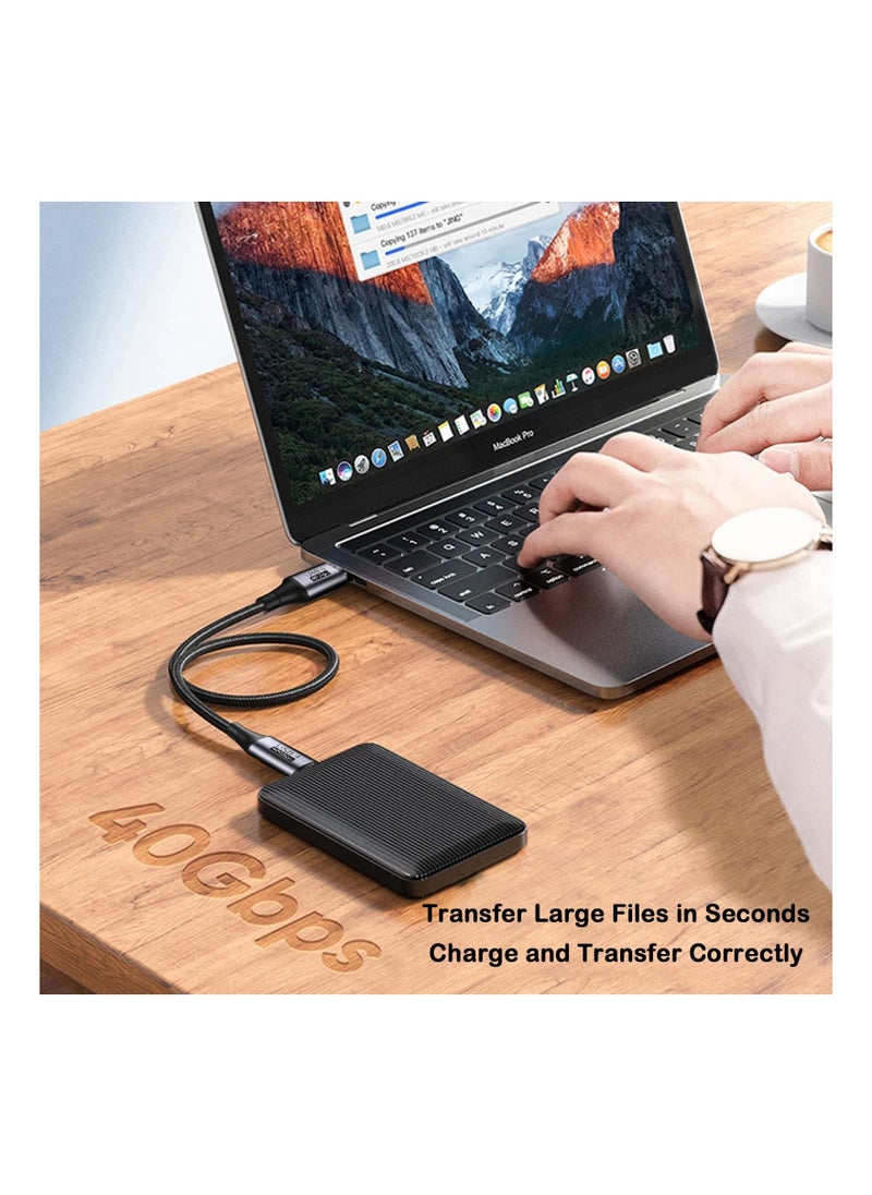 SYOSI - USB C Cable, 2-Pack Thunderbolt 4 Cable (1.6 FT) USB C to C Cable Support Thunderbolt 4 / 3, USB 4, 100W Charging, 8K Display, 40Gbps Data Transfer for External SSD, EGPU, Docking - Image 1