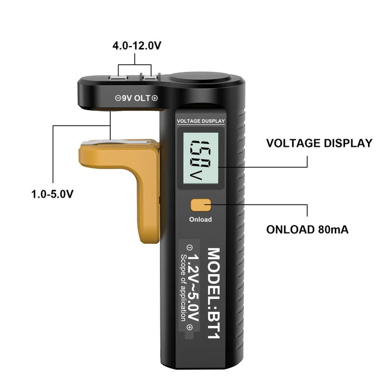 Digital Battery Tester LCD Display for AA AAA C D 9V Batteries 1 2V to 5 0V Voltage Checker - Image 4