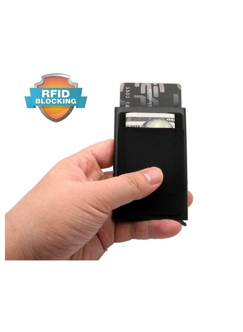 Pop Up Wallet Credit Card Holder For Men and Women RFID Blocking Metal Case  - Image 2