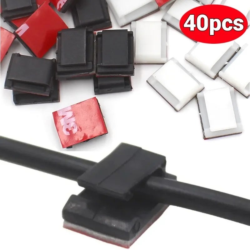 40/10Pcs Self-adhesive Car Cable Clips Cable Winder Drop Wire Tie Fixer Holder Cord Organizer Management Desk Cable Tie Clamps - Image 1