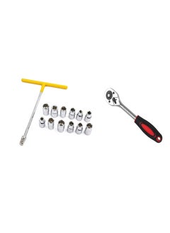 Inditrust Inditrust 14 PCS Vehicle Car T Shaped Handle Wrench Spanner with 819mm 12 Socket Tool Set With 12 Ratchet Socket Wrench Free  - Image 1