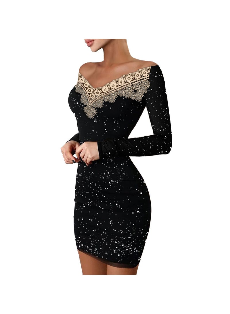 general Women's Elegant Mini Evening Dresses,  Slimming, Formal Occasion Dress, Mesh, Long Sleeve, Wrap Prom Gown - Image 2