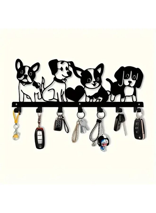Black Dog Themed Metal Wall Hook Rack Decorative Key Holder For Towels Coats Hats - Image 2