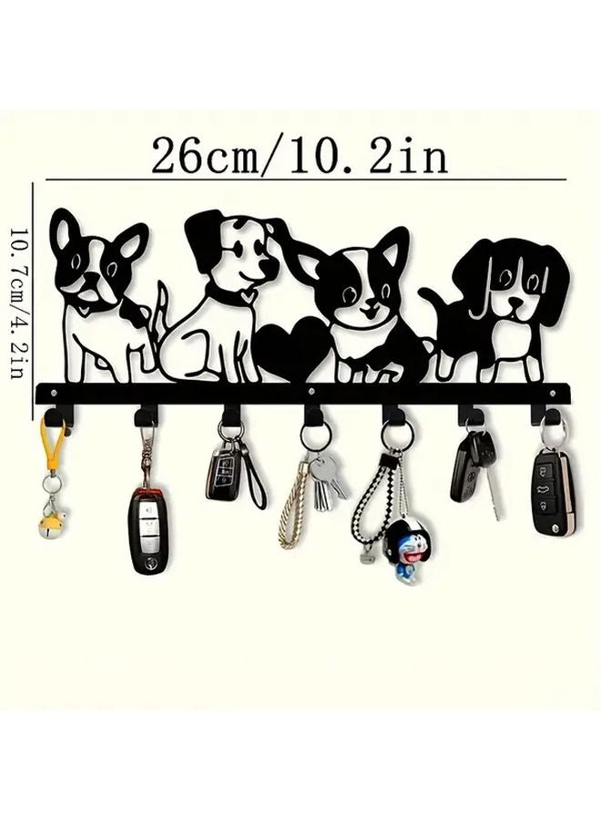 Black Dog Themed Metal Wall Hook Rack Decorative Key Holder For Towels Coats Hats - Image 4