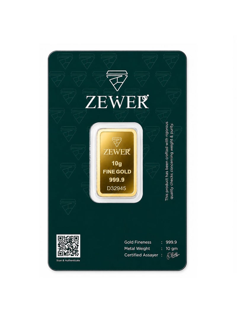 Zewer 10g 24K 999.9 Fine Gold Bar with Burj Khalifa Design - Image 1