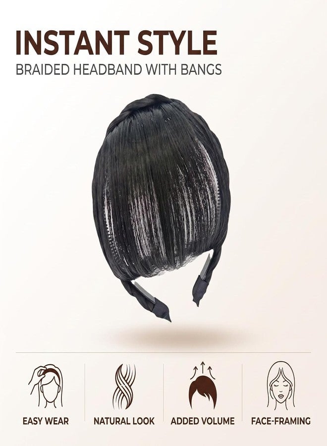 Jowxsx 100% Black Human Hair Extensions Medium Black Clip on Fringe Bangs with nice net Natural Flat neat Bangs with Temples for women One Piece Hairpiece - Image 5