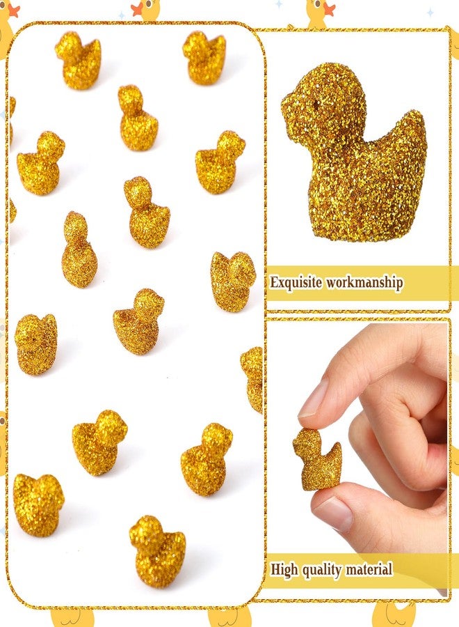 Yaocom Mini Golden Duck Statue Golden Duck Figurines Micro Garden Landscape Dollhouse Cake Decoration Potted Plants DIY Craft Charms for Party Christmas Thanksgiving Gift(Glitter Gold,100 Pcs) - Image 4